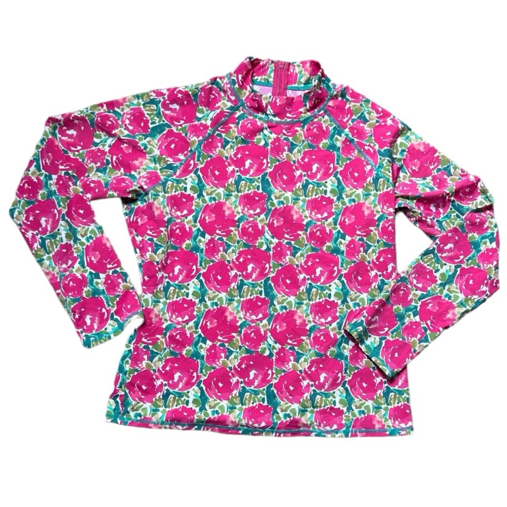 Garnet Hill Floral Long Sleeve SPF 50+ Rash Guard Size XL